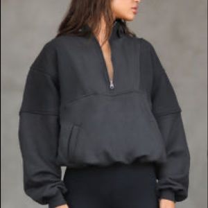 Joah Brown Retro Half Zip - washed black